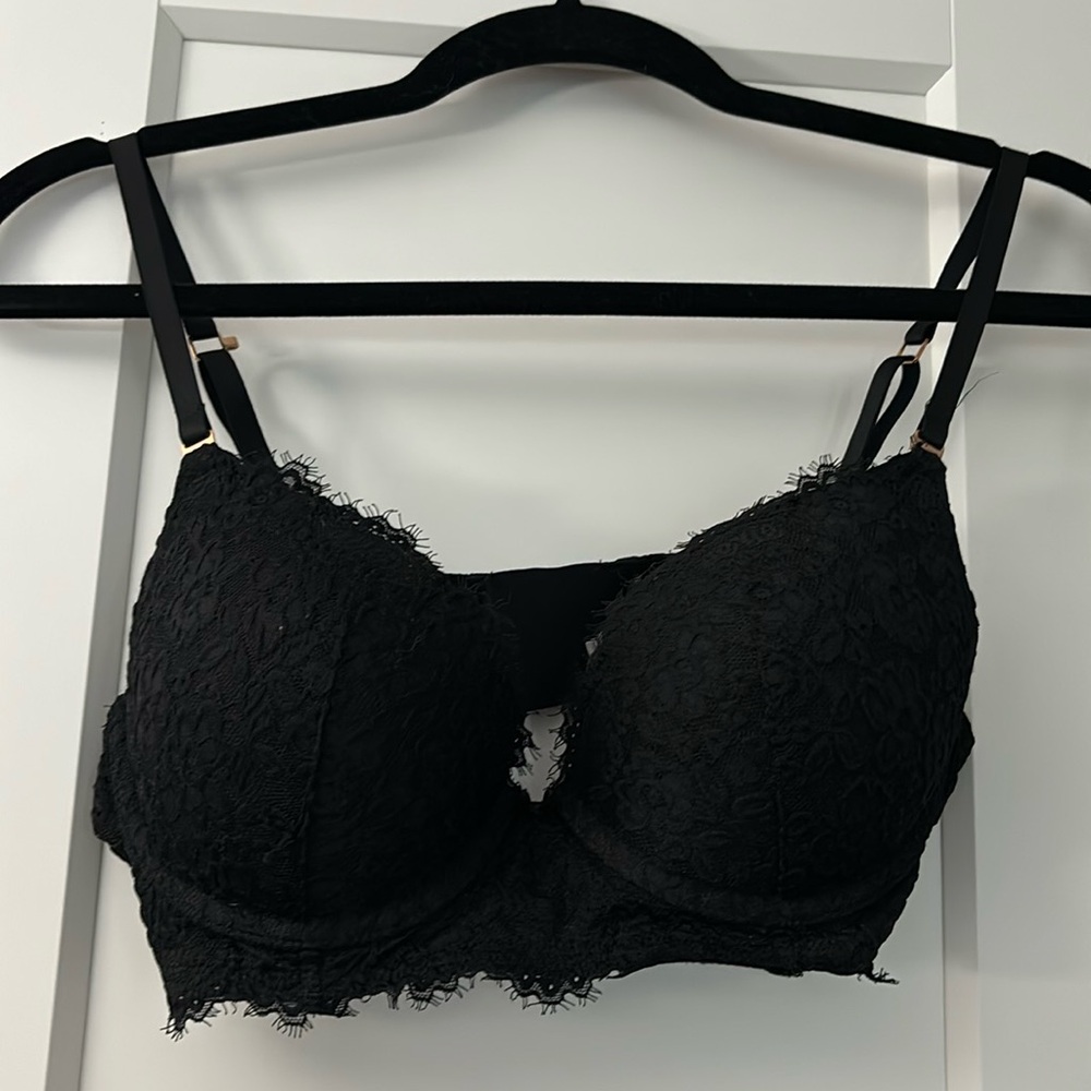 Aerie black lace push up bra, 36B